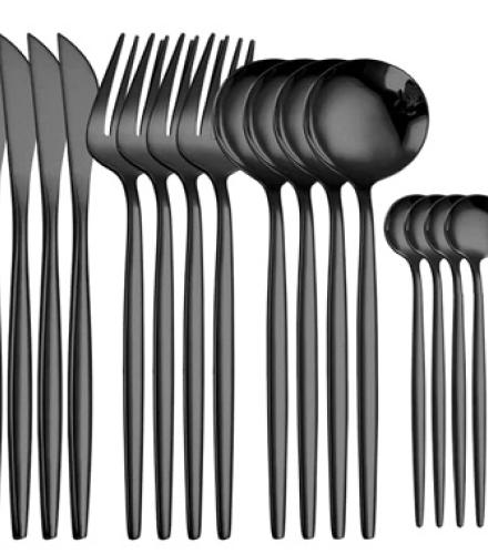 Steel Cutlery Set Black