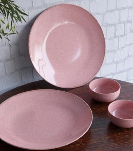 Handcrafted Ceramic Dinner Set Pink