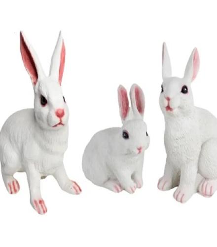 3 Rabbits Statue Set For Garden Decoration