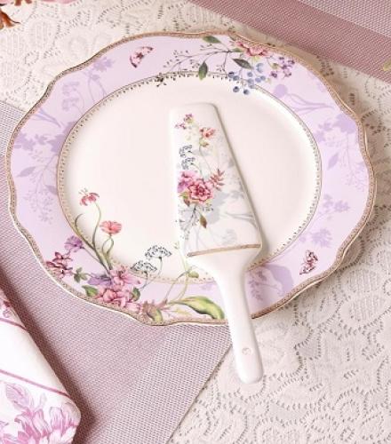 Luxury Floral Lilac Garden Printed Snack Plates Set - 1 Set
