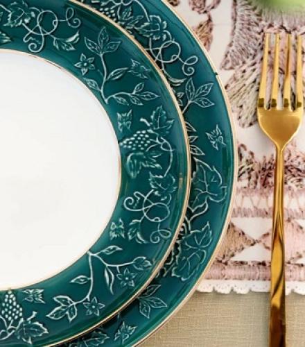 Luxurious Emerald Green Coloured Dinner Set of 33 Pcs - 1 Set