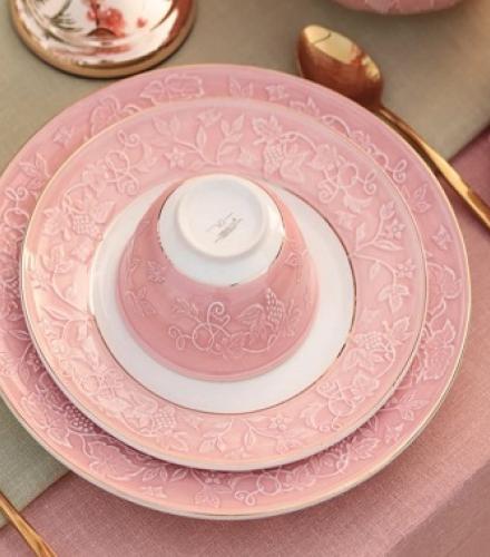 Luxurious Pink Sapphire Coloured Dinner Set of 33 Pcs - 1 Set