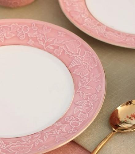 Luxurious Pink Sapphire Coloured Dinner Set of 33 Pcs - 1 Set