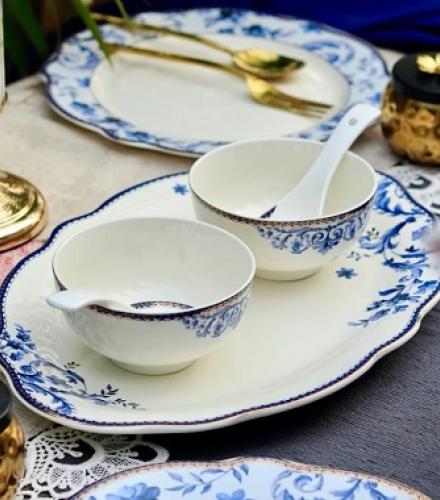 Luxurious Midnight Blue Coloured Dinner Set of 36 Pcs - 1 Set