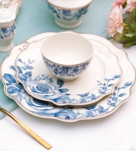 Luxurious Azure Gold Coloured Dinner Set of 36 Pcs - 1 Set
