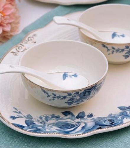 Luxurious Azure Gold Coloured Dinner Set of 36 Pcs - 1 Set