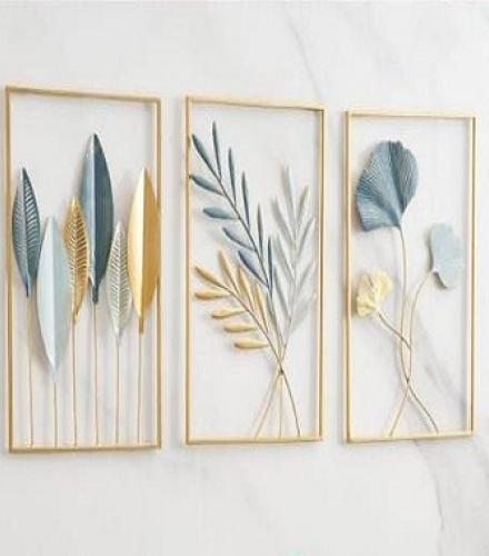 Beautiful Golden Leaf Wall Hanging For Decoration - 1 Set