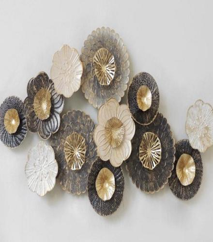 Beautiful Gold and Silver Flower Wall Art For Decoration - 1 Pc
