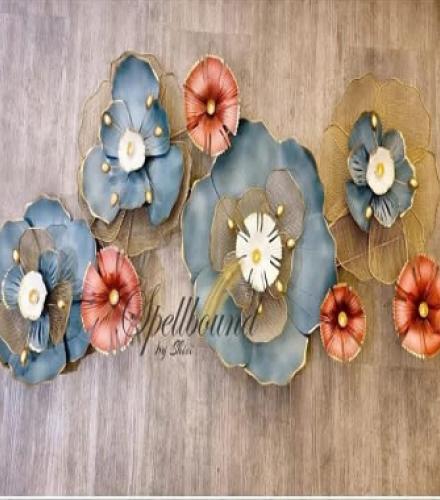 Beautiful Blue And Red Flower Wall Hanging For Decoration - 1 Pc