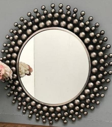 Decorative Marble Shaped Round Wall Mirror - 1 Pc