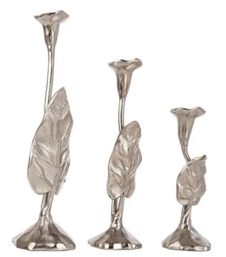 Beautiful Silver Candle Holder Set of 3 - 1 Set