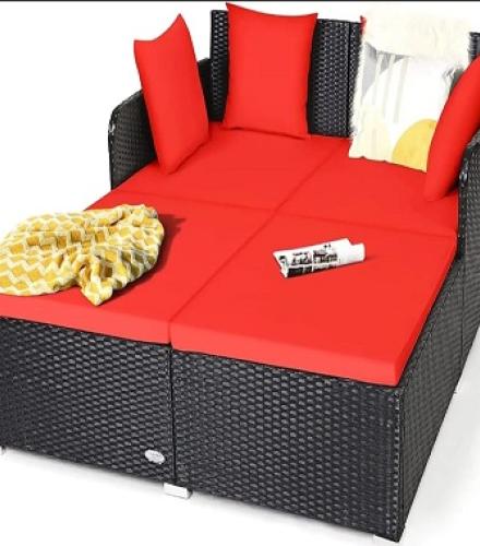 Rattan Wicker Double Seater Daybed Sofa Set - 1 Set
