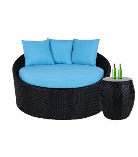 Wicker Daybed With Table Set - 1 Set