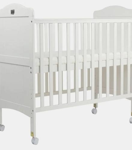 Wooden Bed For New Born Baby With Mattress - 1 Pc