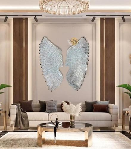 Luxury Metal Angel Wings White Set of 2 For Decoration - 1 Set