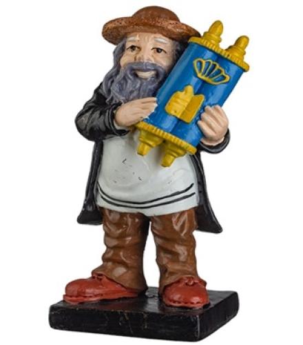 Beautiful Polyresin Hassidic Figurine Holding Torah Book - 1 Set