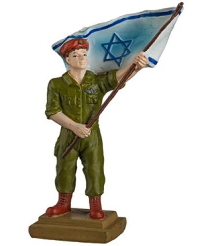Beautiful Polyresin IDF Soldier With Israel Flag Figurine - 1 Set