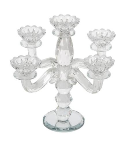 Elegant Crystal Candlestick of 25 cm With 5 Branches - 1 Pc