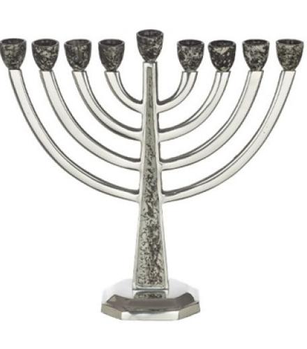 Aluminum Menorah 0f 27x29 cm with White Marble Branches - 1 Pc