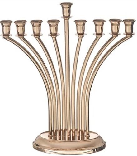 Metal Menorah of 32 cm in Rose Gold Finish - 1 Pc