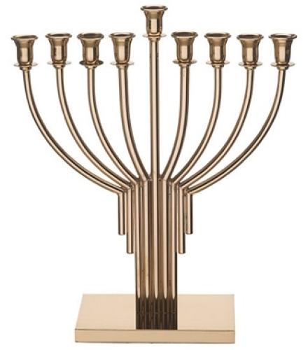 Metal Menorah of 36 cm With Golden Finish - 1 Pc