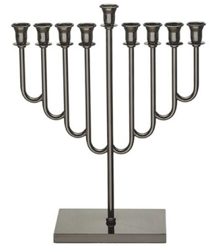 Metal Menorah of 36 cm in Blackened Nickel Finish - 1 Pc
