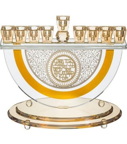 Crystal Menorah of 27x21 cm with Metal Plaque - 1 Pc