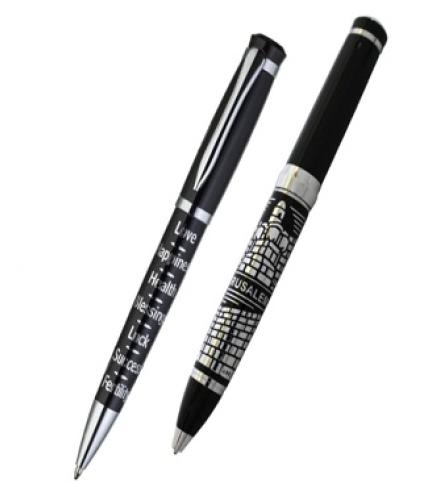 Elegant Black Pen Inscribed with Silver 