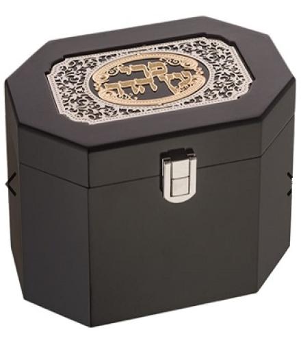 Wood Etrog Box with Metal Plate 18x12x11cm - 1 Set