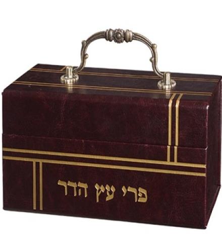 Faux Leather Etrog Box with Handle & Lock 13x19x11 cm - Brown - 1 Pc