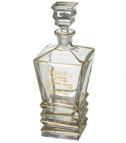 Crystal Wine Bottle With Gold Embossed Letters 27 Cm - 1 Pc
