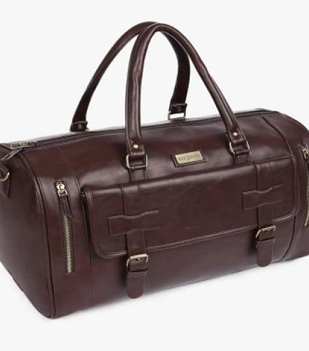 Premium Faux Leather Duffle Bag With Shoe Pocket - 1 Pc