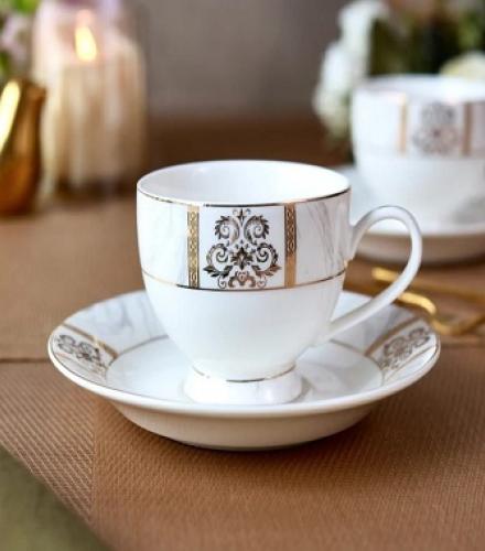 Regency Gold Printed Cup and Saucer Set of 12 Pcs - 1 Set