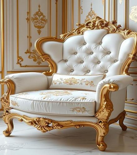Button Tufted Carved High Back Chair - 1 Pc