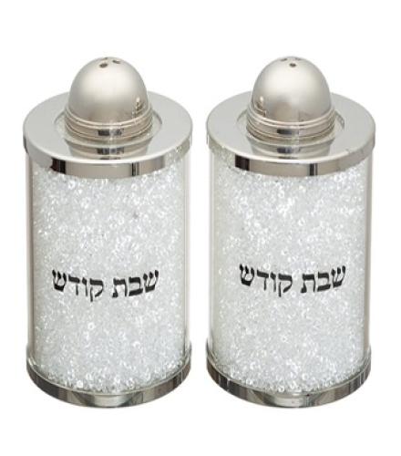 Crystal Salt & Pepper Holders 6 cm with White Stones - 1 Set